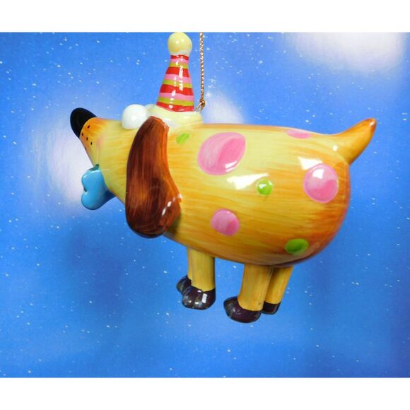 Dog Christmas Ornament Hanging Ceramic Hound Moving Legs Novelty Chunky Animal - Picture 3 of 7